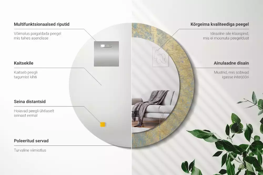 Bedrukte ronde spiegel Loftpatroon