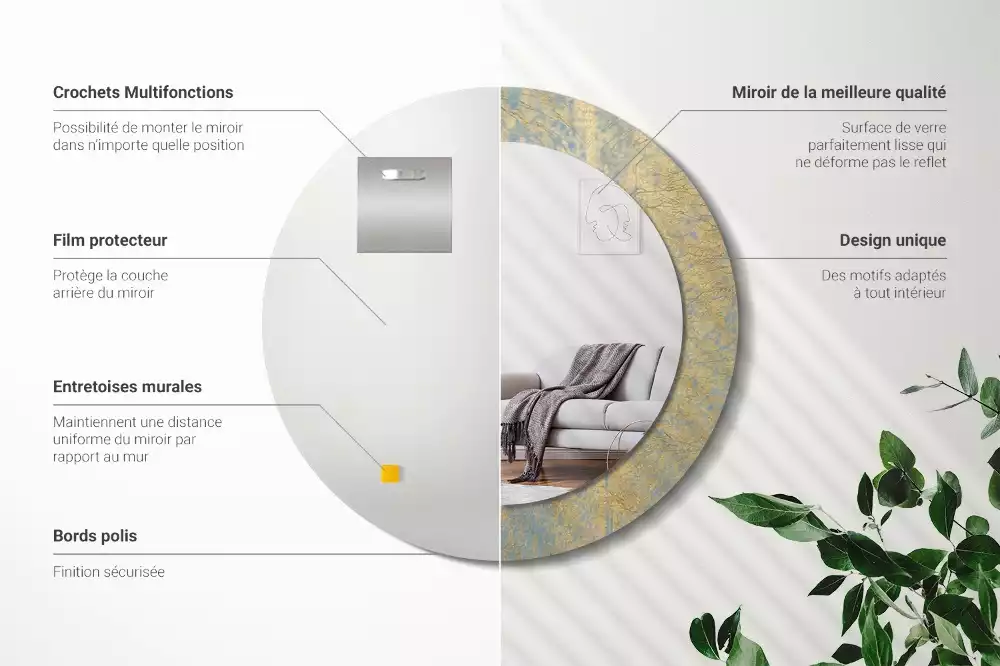 Bedrukte ronde spiegel Loftpatroon