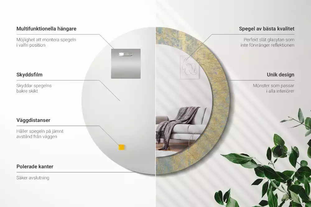 Bedrukte ronde spiegel Loftpatroon