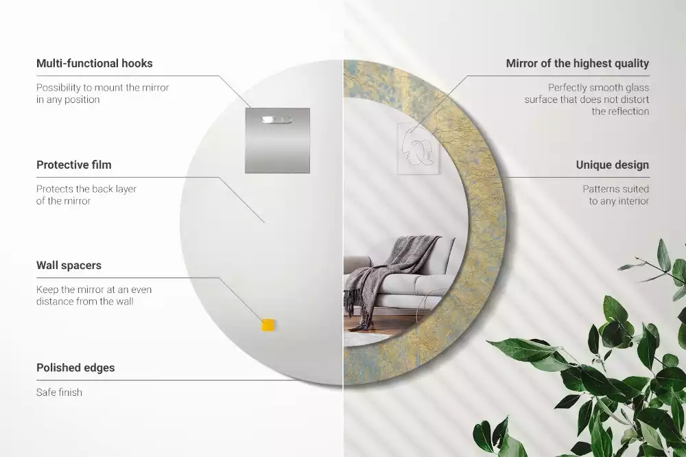 Bedrukte ronde spiegel Loftpatroon