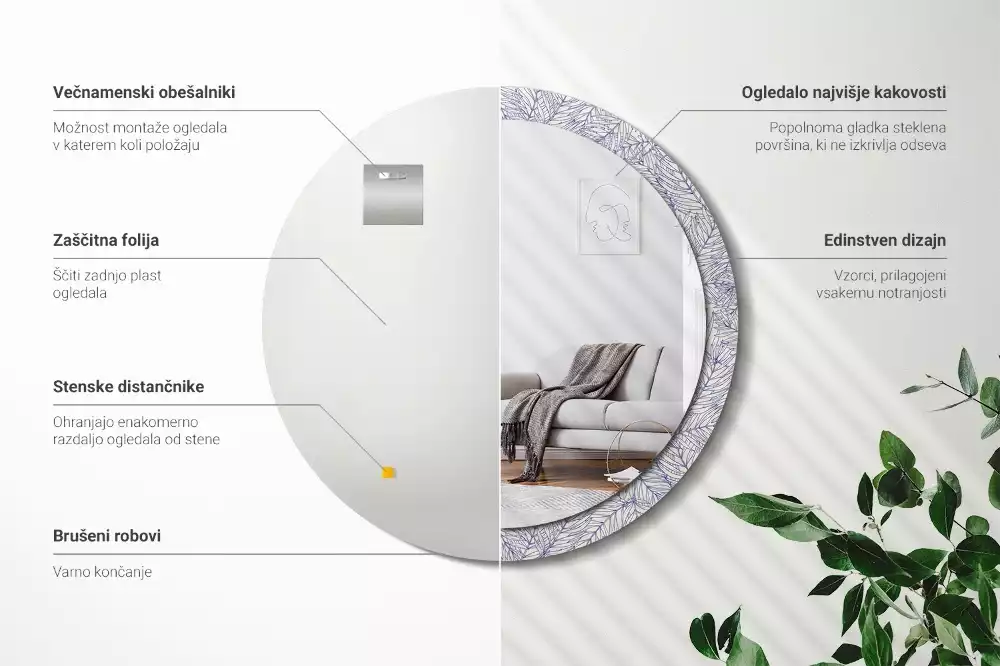 Bedrukte ronde spiegel Tropische palmboom omtrek