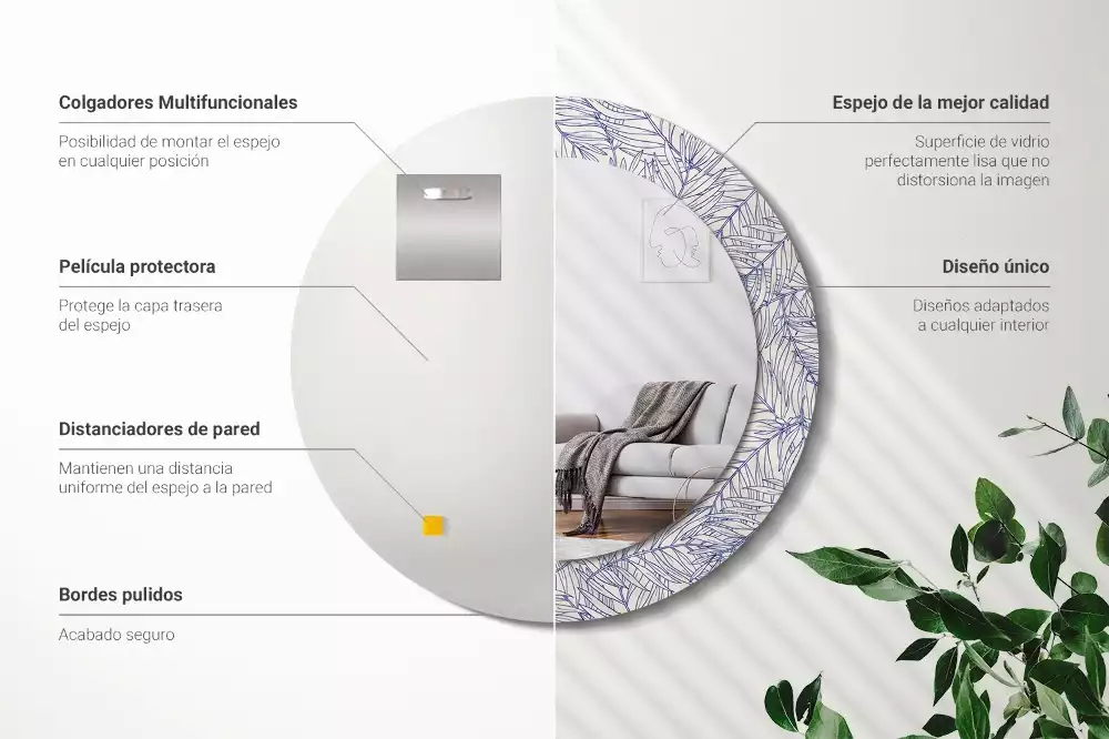 Bedrukte ronde spiegel Tropische palmboom omtrek