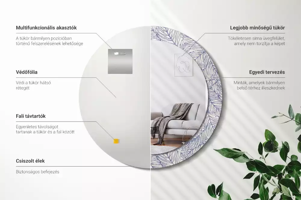 Bedrukte ronde spiegel Tropische palmboom omtrek