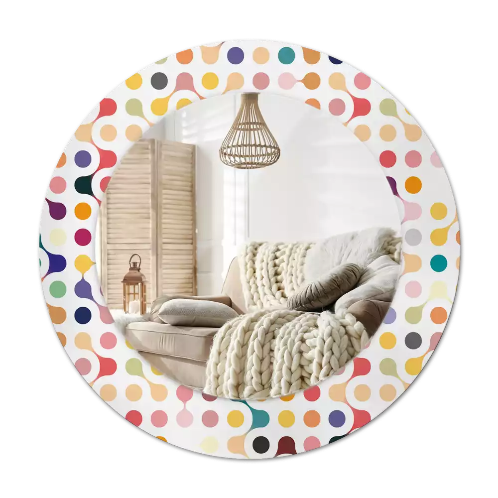 Ronde spiegel met bedrukte lijst Pop-art stippen