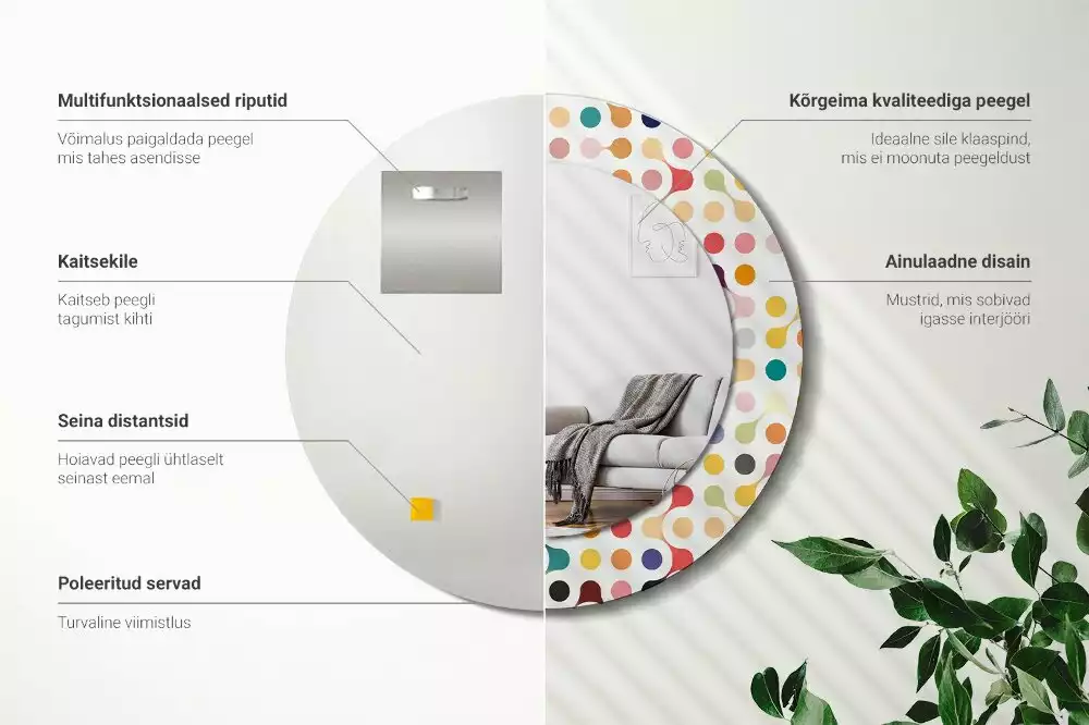 Ronde spiegel met bedrukte lijst Pop-art stippen