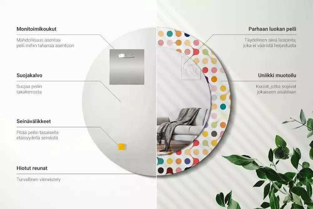 Ronde spiegel met bedrukte lijst Pop-art stippen