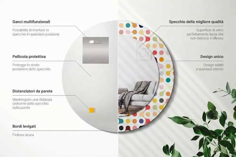 Ronde spiegel met bedrukte lijst Pop-art stippen