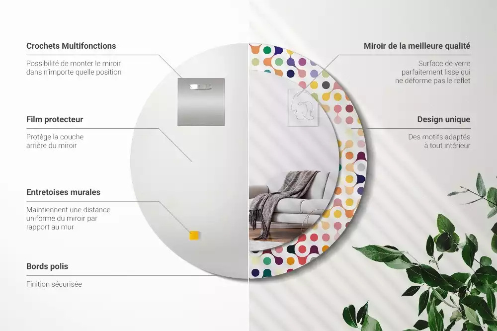 Ronde spiegel met bedrukte lijst Pop-art stippen