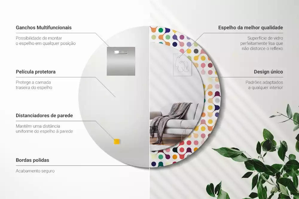 Ronde spiegel met bedrukte lijst Pop-art stippen