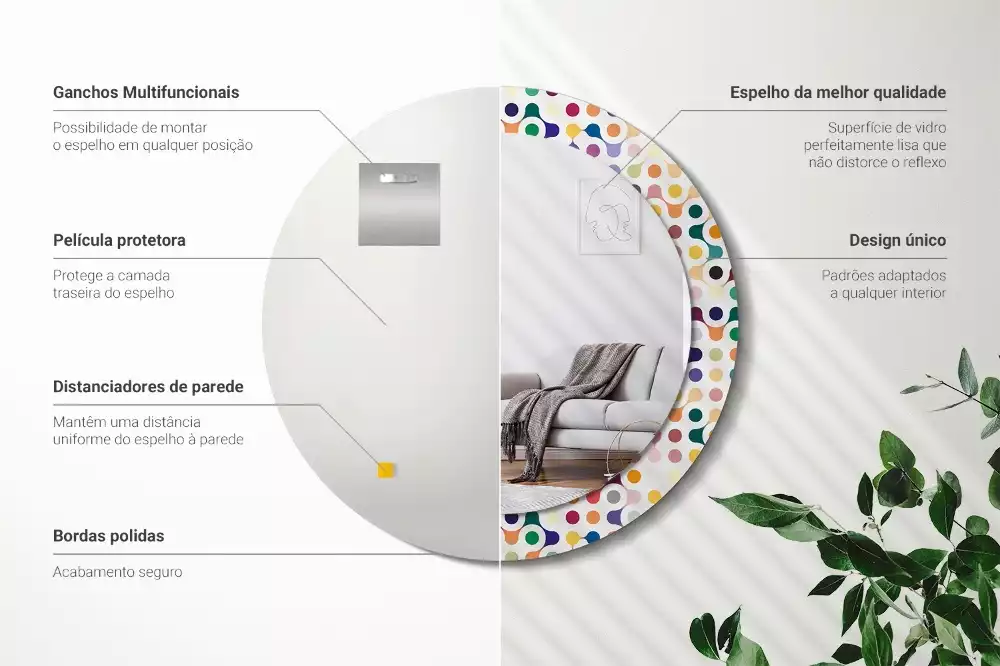 Ronde spiegel met bedrukte lijst Pop-art stippen