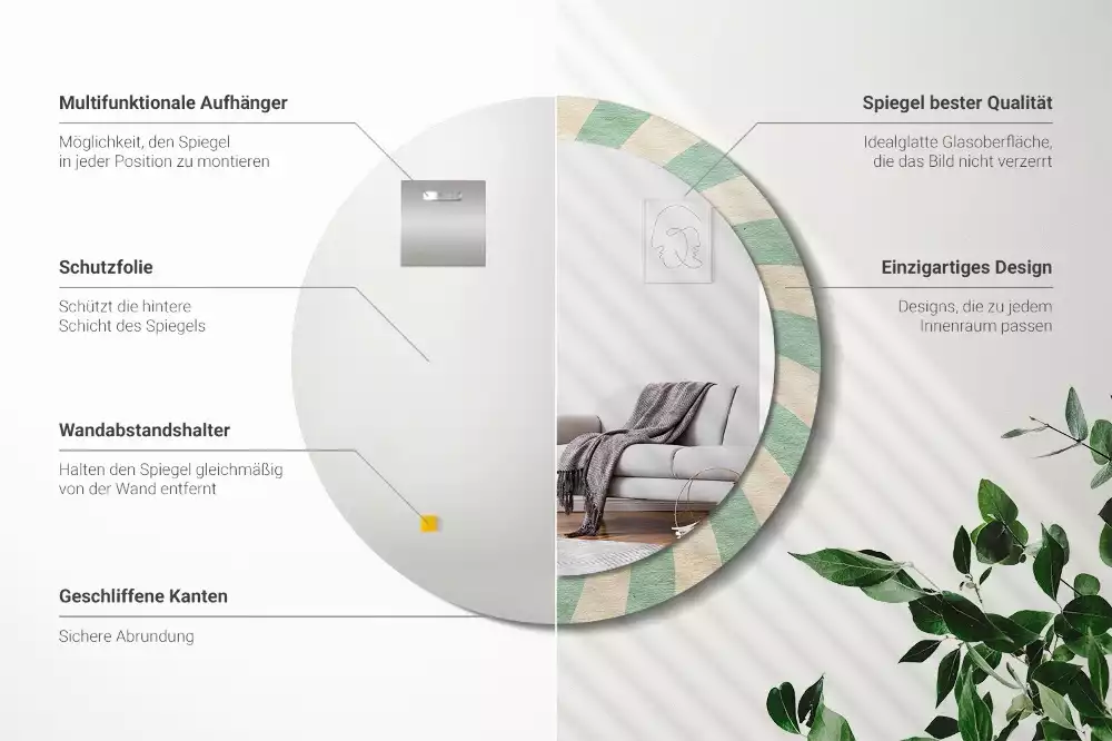 Bedrukte ronde spiegel Retro pastelpatroon