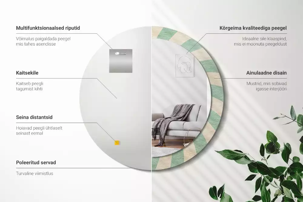 Bedrukte ronde spiegel Retro pastelpatroon