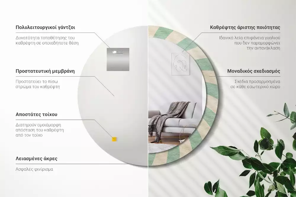 Bedrukte ronde spiegel Retro pastelpatroon