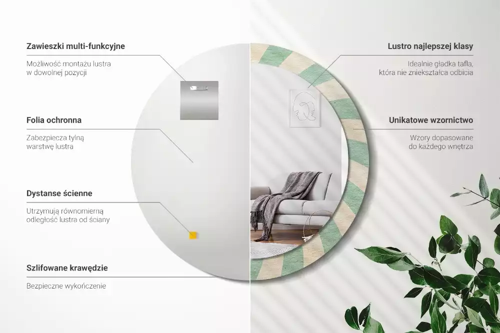 Bedrukte ronde spiegel Retro pastelpatroon