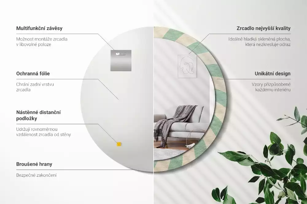 Bedrukte ronde spiegel Retro pastelpatroon