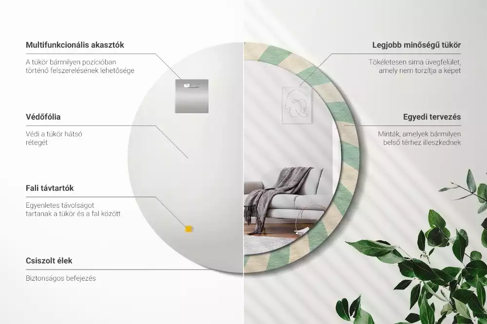 Bedrukte ronde spiegel Retro pastelpatroon