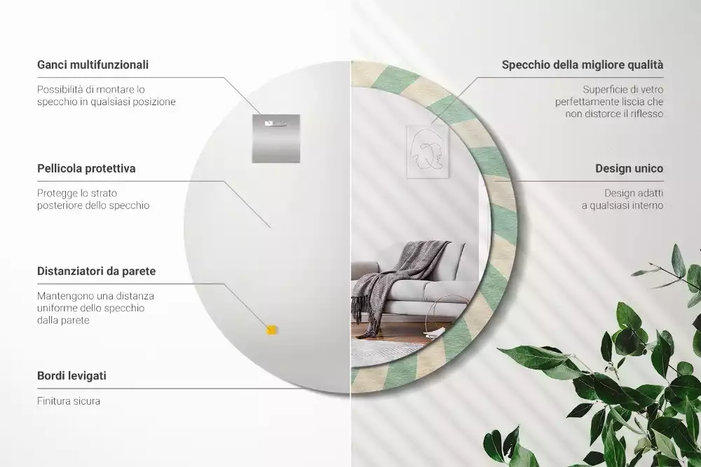 Bedrukte ronde spiegel Retro pastelpatroon