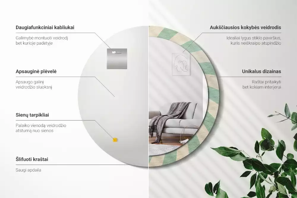 Bedrukte ronde spiegel Retro pastelpatroon