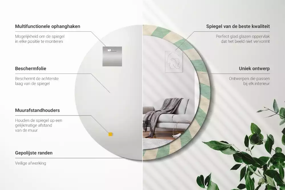 Bedrukte ronde spiegel Retro pastelpatroon