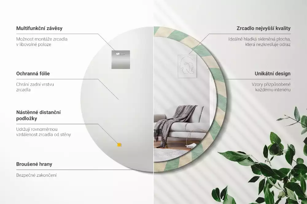 Bedrukte ronde spiegel Retro pastelpatroon