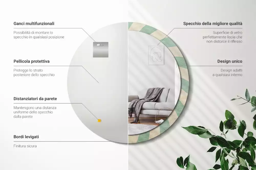 Bedrukte ronde spiegel Retro pastelpatroon