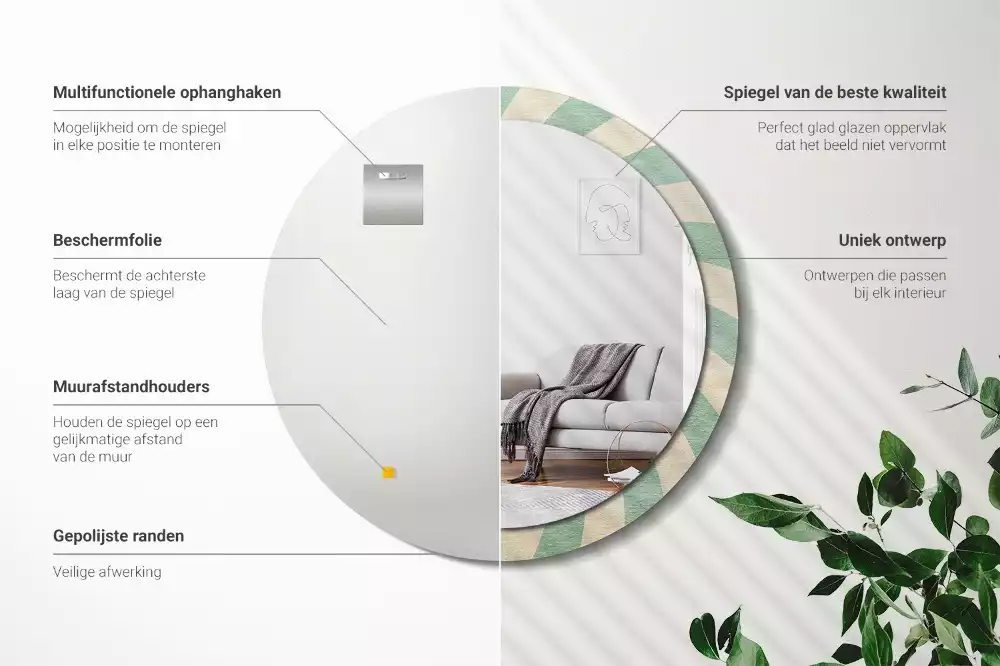 Bedrukte ronde spiegel Retro pastelpatroon