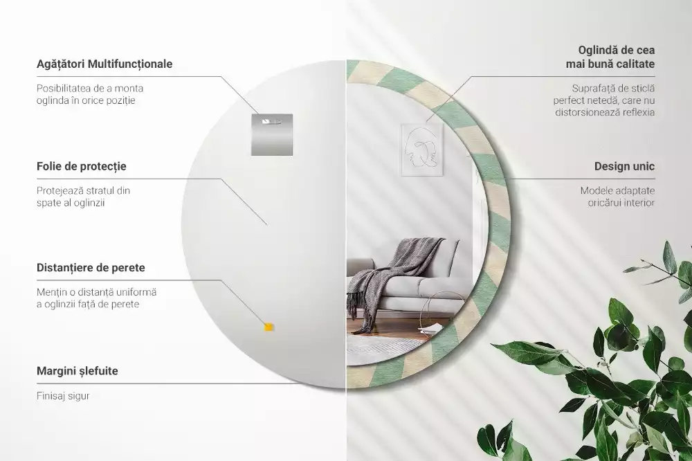 Bedrukte ronde spiegel Retro pastelpatroon