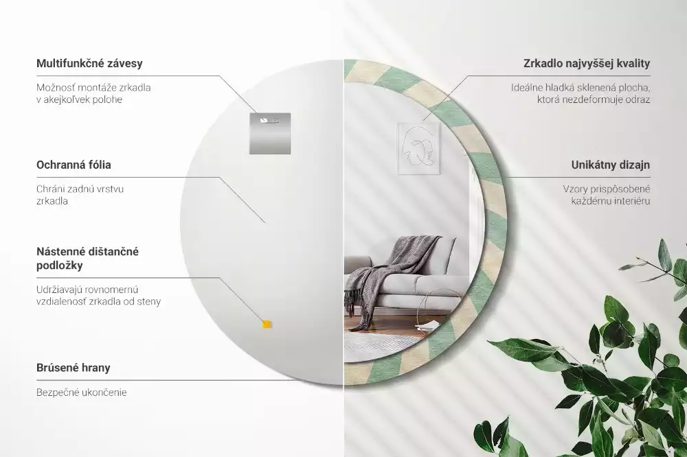 Bedrukte ronde spiegel Retro pastelpatroon