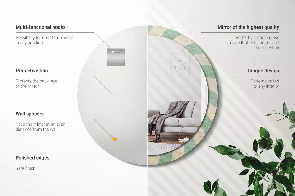 Bedrukte ronde spiegel Retro pastelpatroon