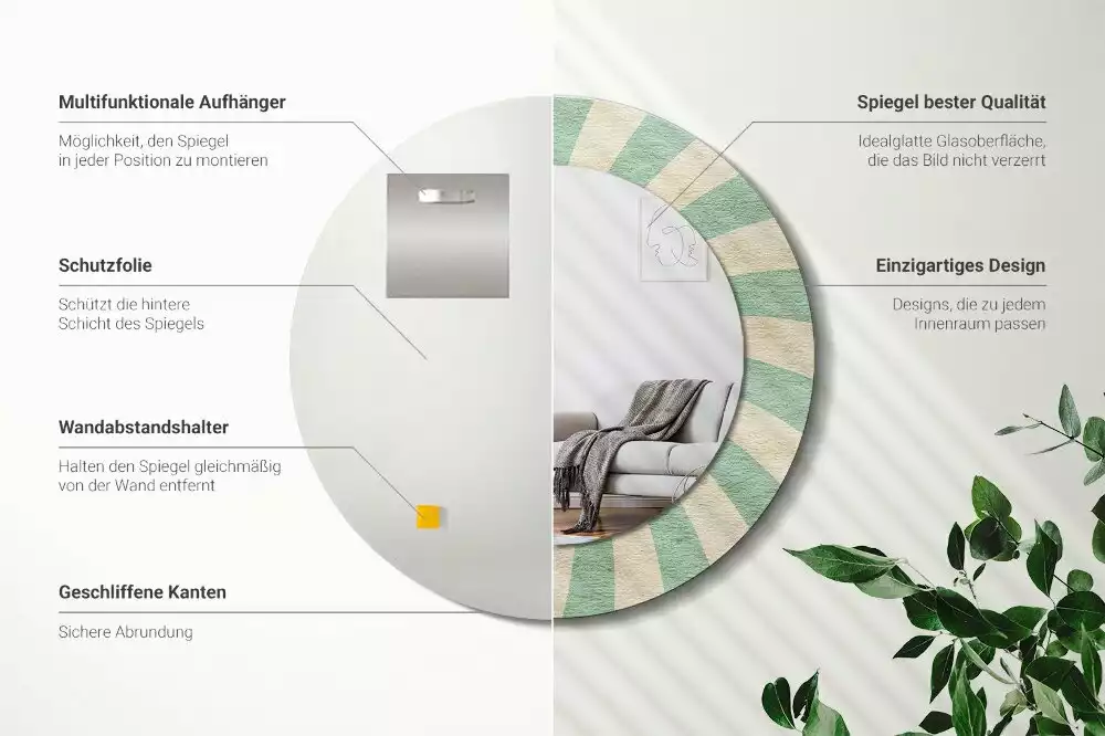 Bedrukte ronde spiegel Retro pastelpatroon