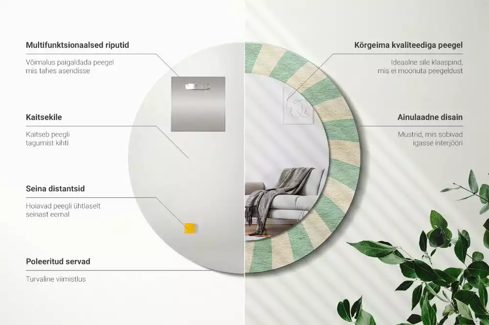 Bedrukte ronde spiegel Retro pastelpatroon