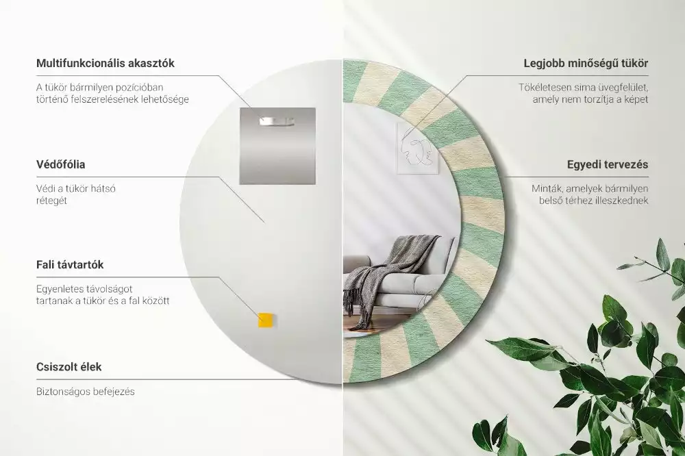 Bedrukte ronde spiegel Retro pastelpatroon