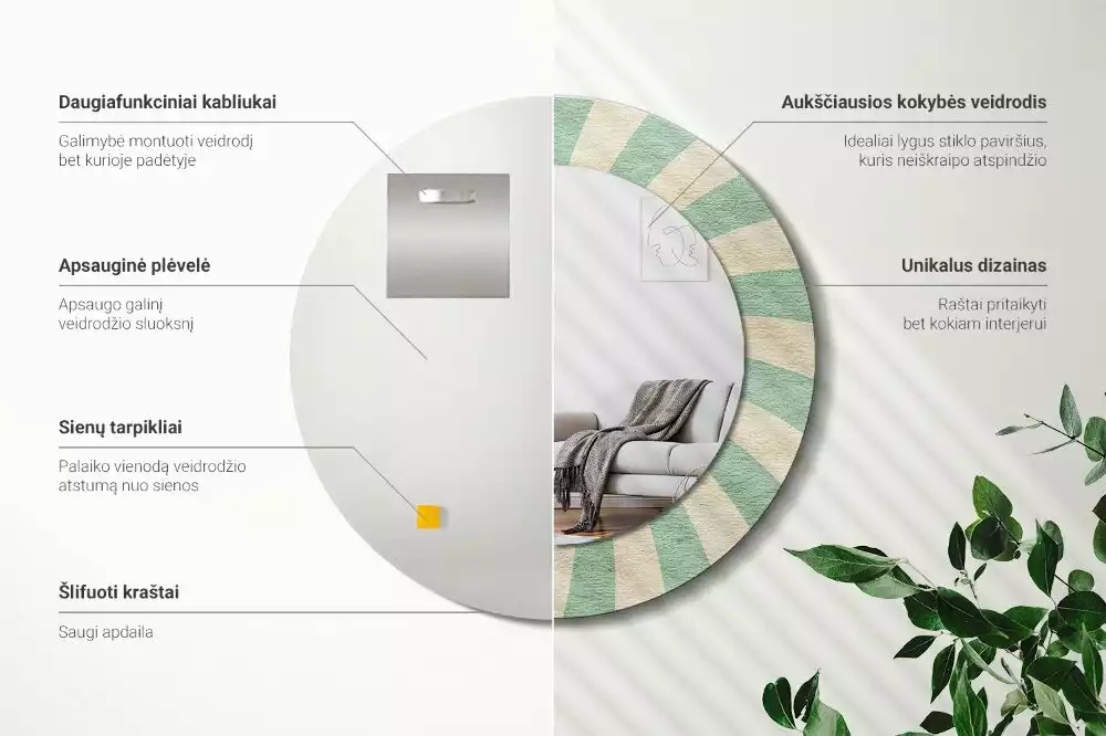 Bedrukte ronde spiegel Retro pastelpatroon