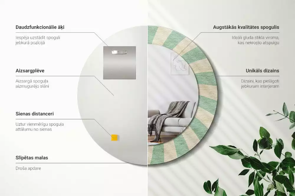 Bedrukte ronde spiegel Retro pastelpatroon