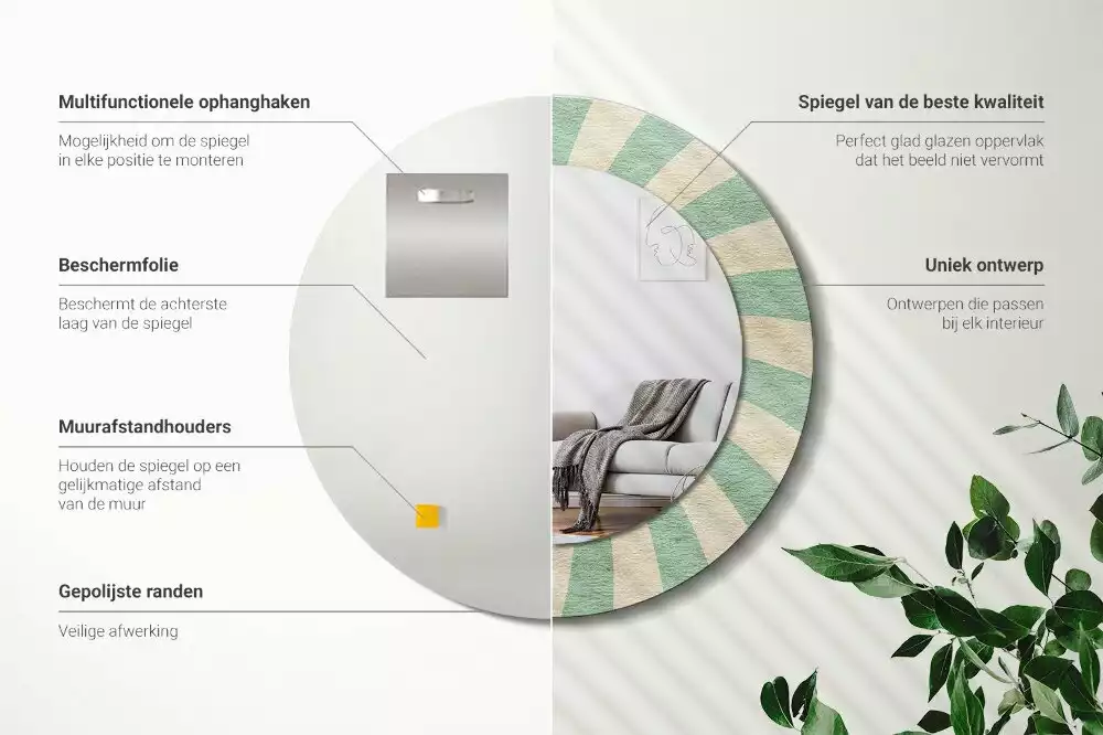 Bedrukte ronde spiegel Retro pastelpatroon