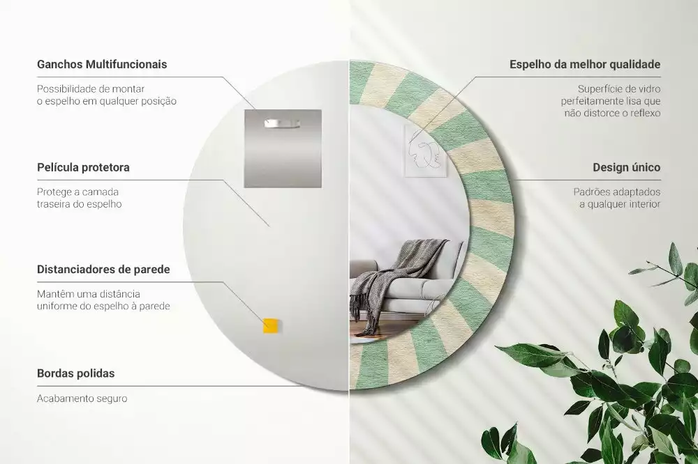 Bedrukte ronde spiegel Retro pastelpatroon