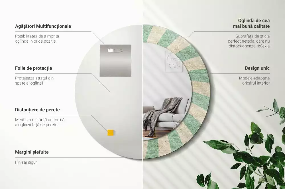 Bedrukte ronde spiegel Retro pastelpatroon