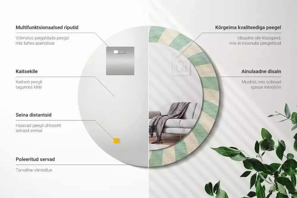 Bedrukte ronde spiegel Retro pastelpatroon