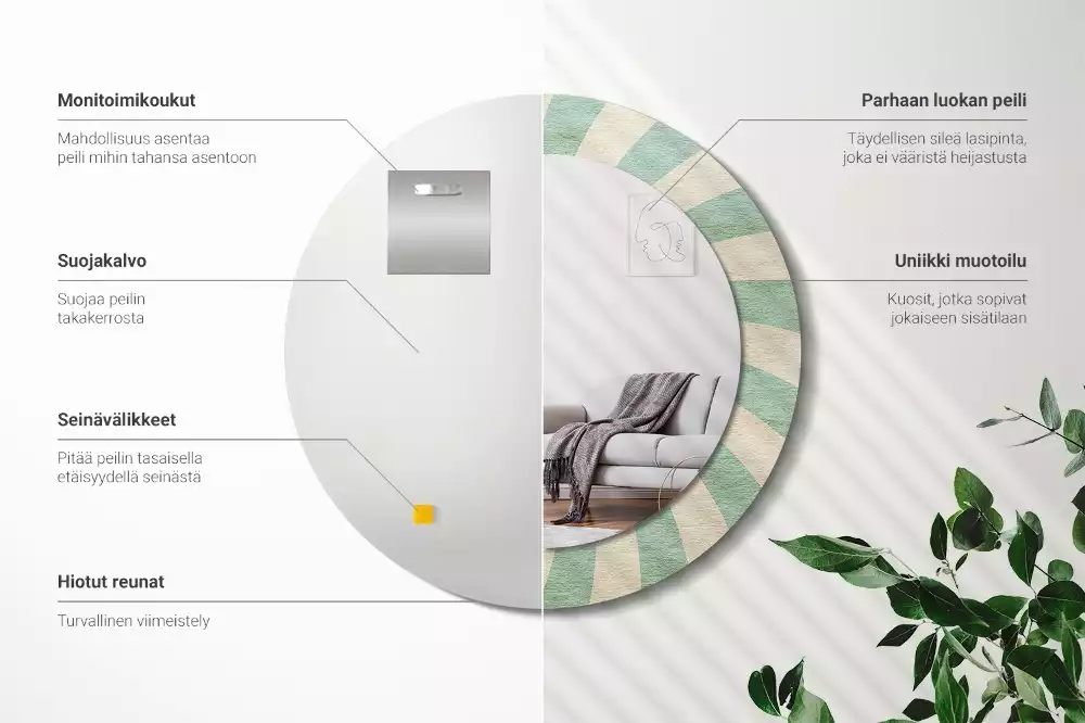 Bedrukte ronde spiegel Retro pastelpatroon