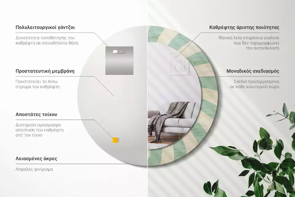 Bedrukte ronde spiegel Retro pastelpatroon