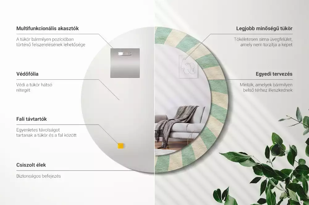 Bedrukte ronde spiegel Retro pastelpatroon