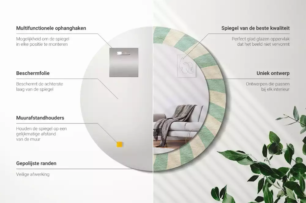 Bedrukte ronde spiegel Retro pastelpatroon