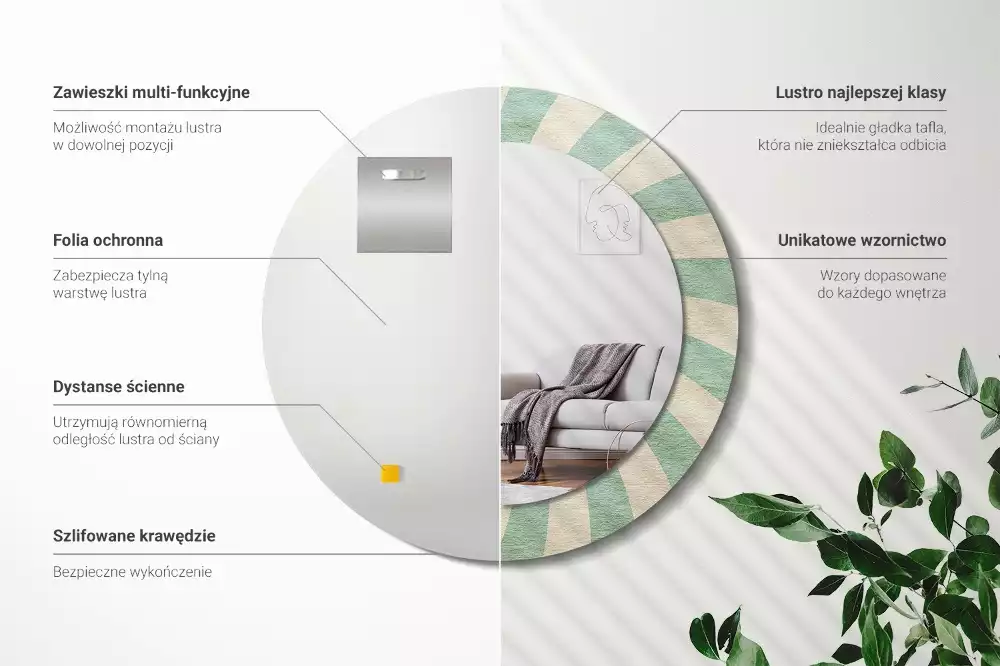 Bedrukte ronde spiegel Retro pastelpatroon