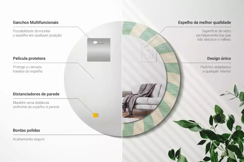 Bedrukte ronde spiegel Retro pastelpatroon