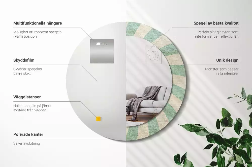 Bedrukte ronde spiegel Retro pastelpatroon