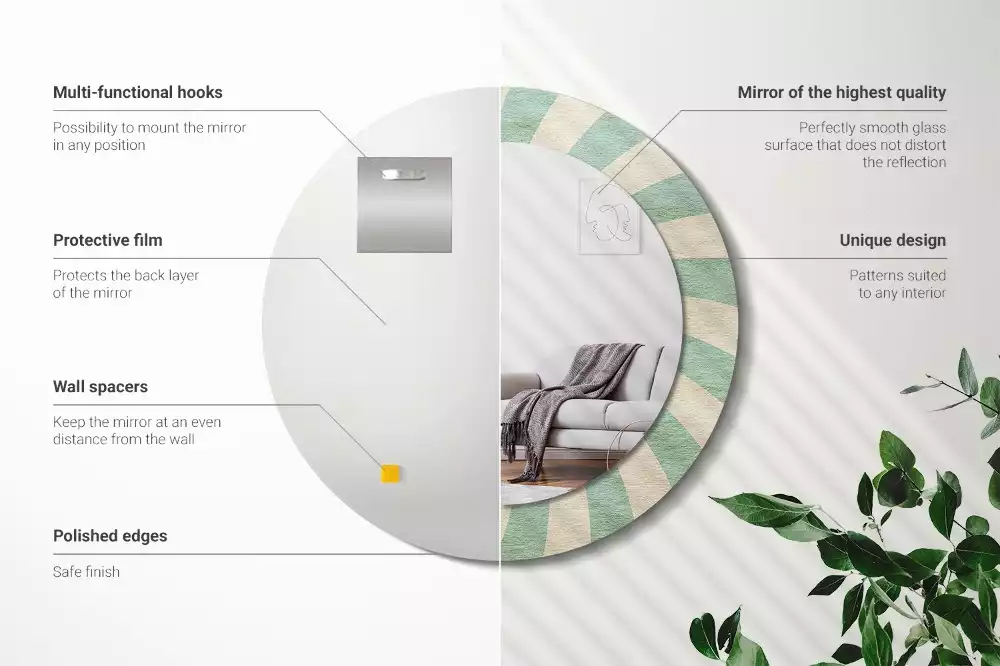 Bedrukte ronde spiegel Retro pastelpatroon