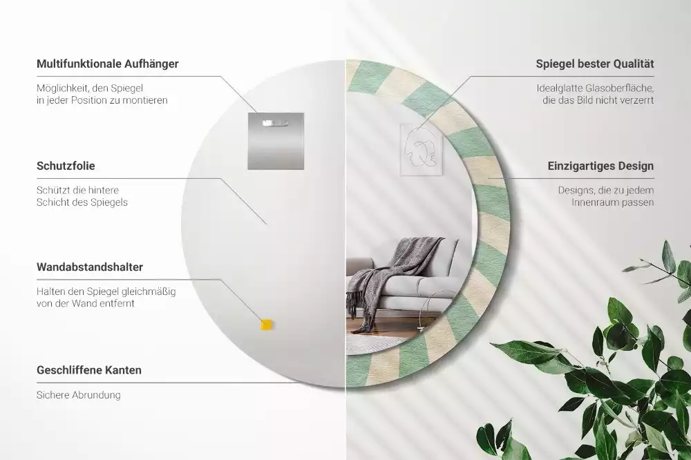 Bedrukte ronde spiegel Retro pastelpatroon