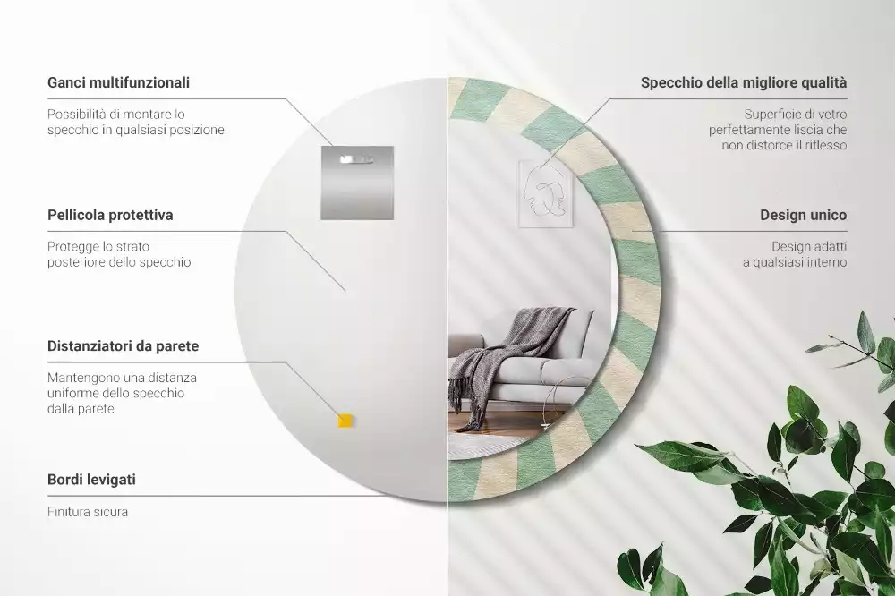 Bedrukte ronde spiegel Retro pastelpatroon