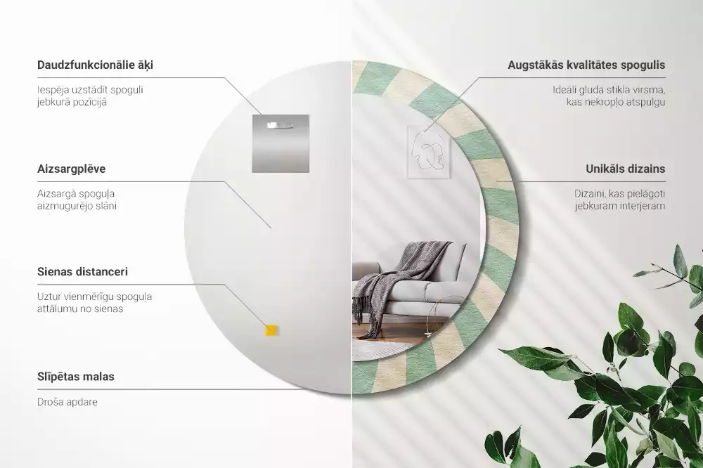 Bedrukte ronde spiegel Retro pastelpatroon