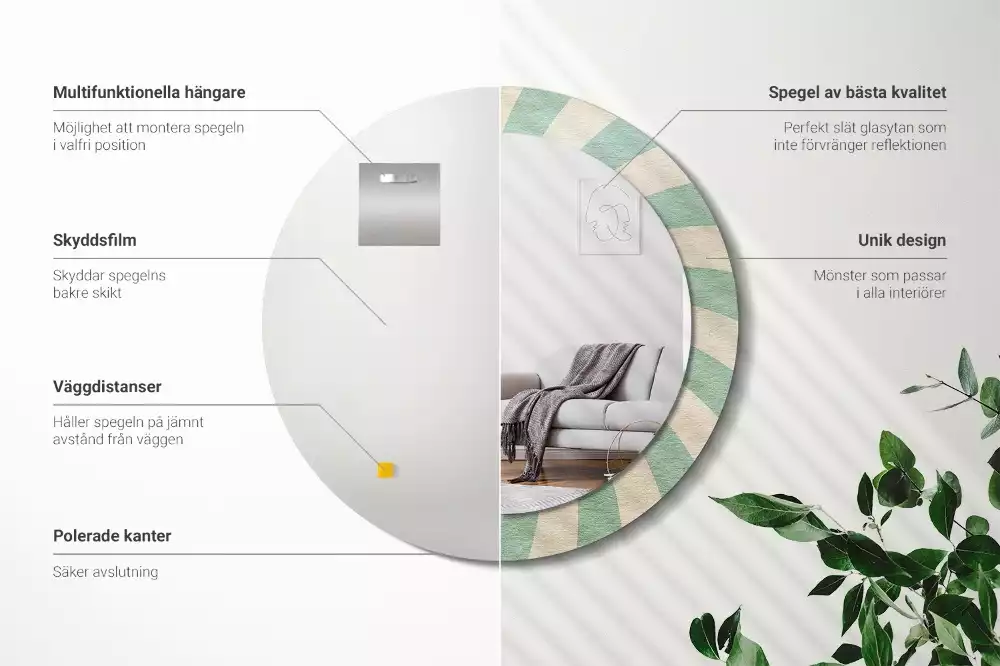 Bedrukte ronde spiegel Retro pastelpatroon